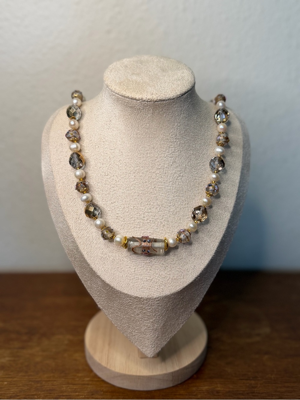 NEW! Artisan Champagne Heirloom Handmade Beaded Necklace - Vintage Inspired